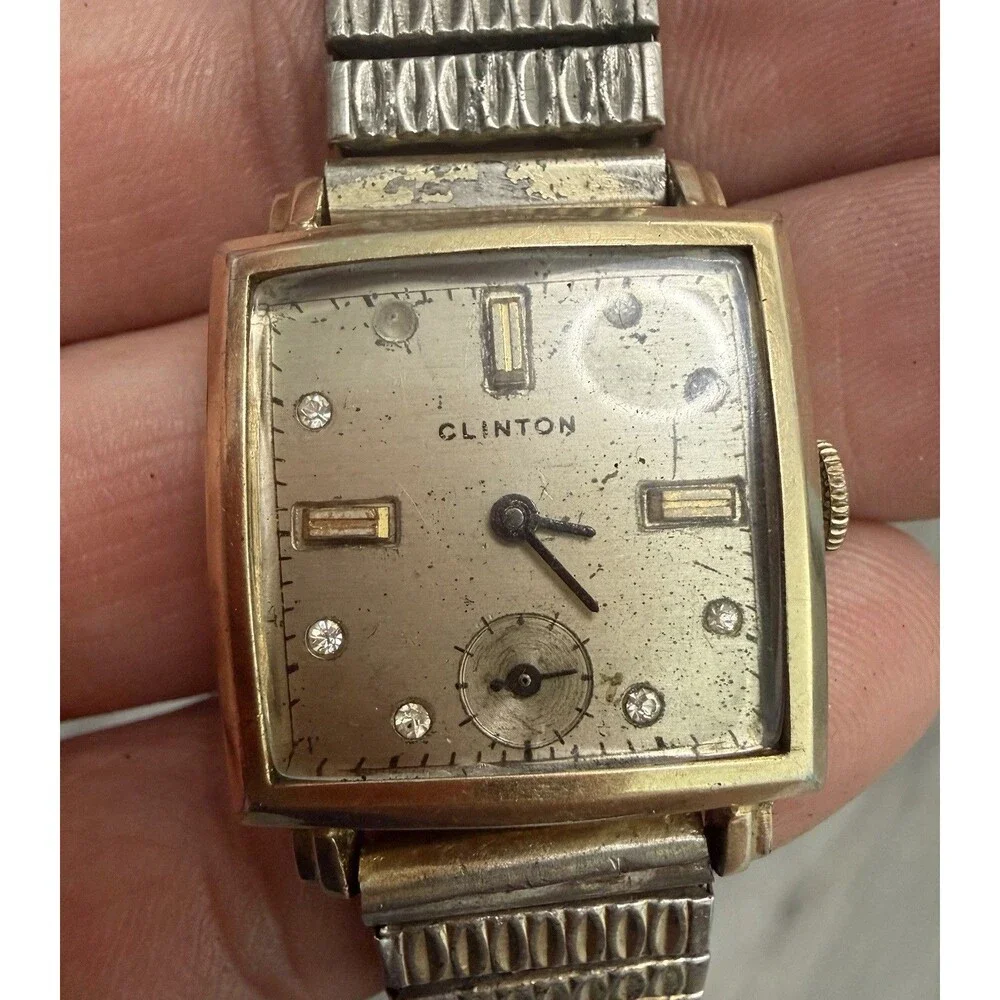 Vintage Clinton Tank Watch 30mm Mechanical Running